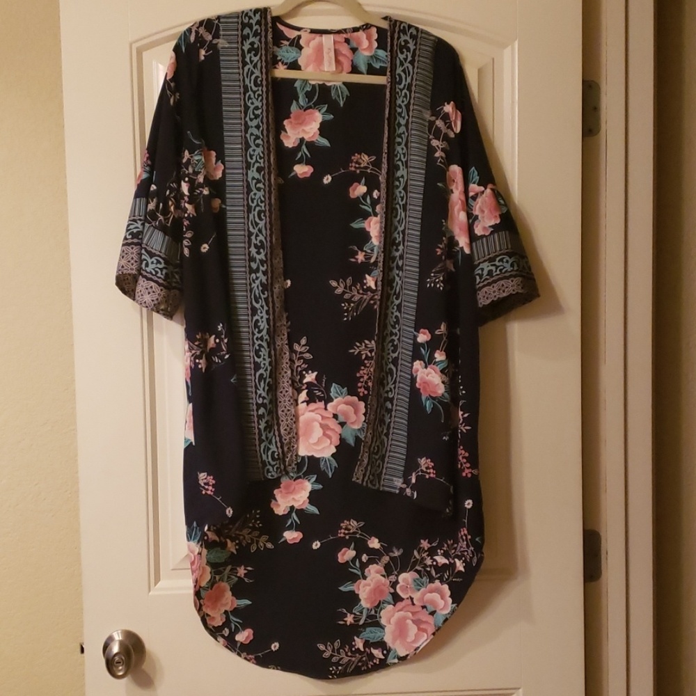 Navy and Floral Kimono